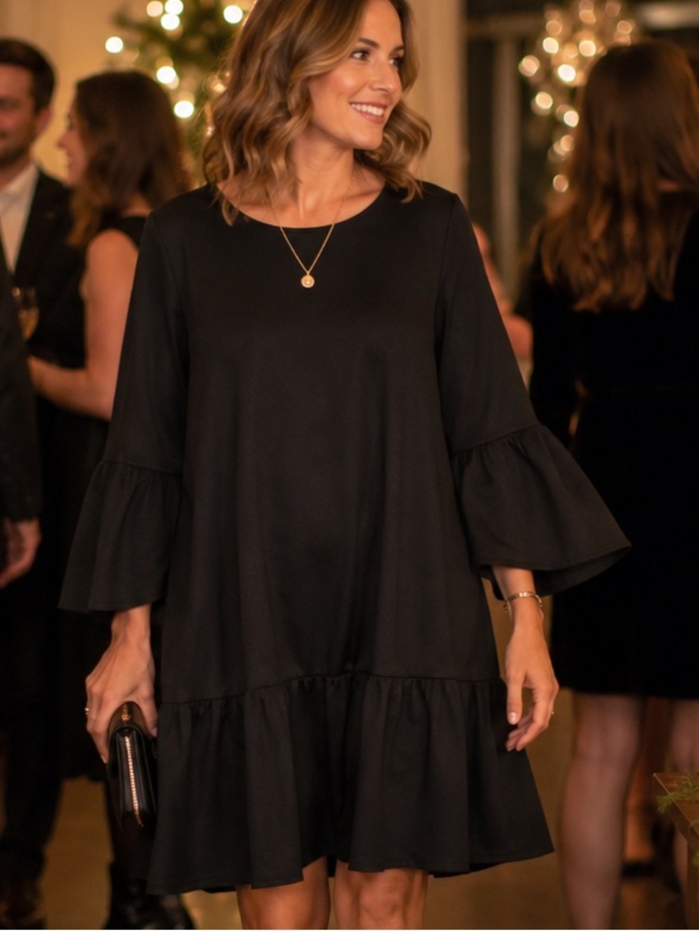 Agnes & Dora Black Holiday Dress Bell Sleeve Shift Dress NWT Size XL